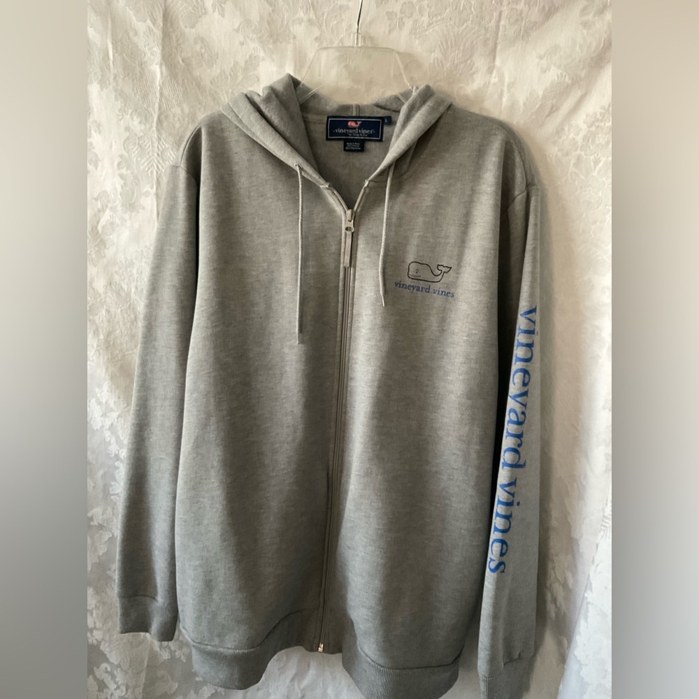 Vineyard Vines Gray Hoodie Jacket with Blue Logo